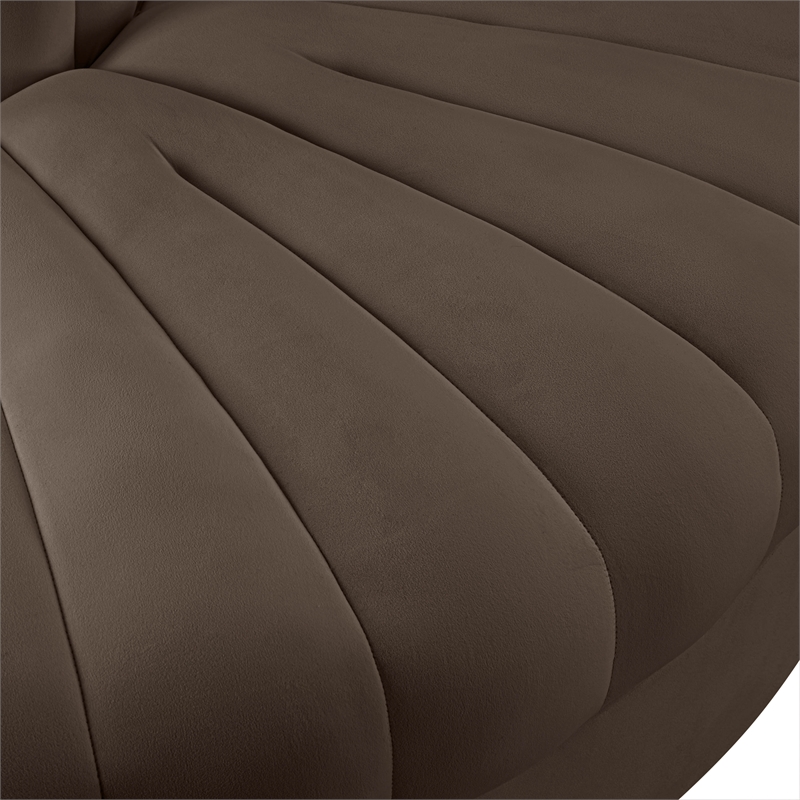 Meridian Furniture Rummi Brown Velvet Performance Fabric Reverse Corner Chair