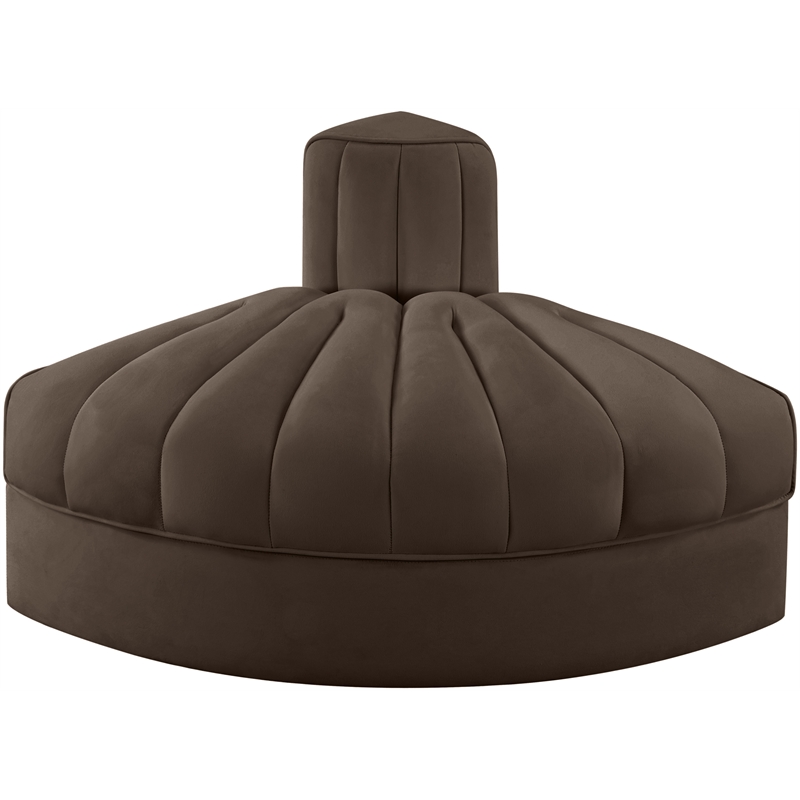 Meridian Furniture Rummi Brown Velvet Performance Fabric Reverse Corner Chair