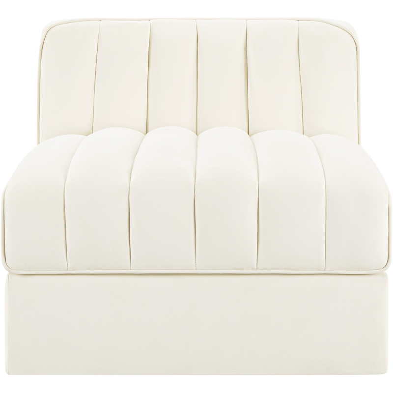 Meridian Furniture Rummi Cream Velvet Performance Fabric Armless Chair
