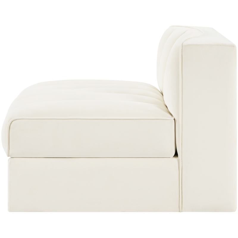 Meridian Furniture Rummi Cream Velvet Performance Fabric Armless Chair