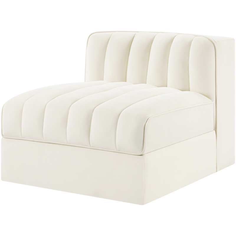 Meridian Furniture Rummi Cream Velvet Performance Fabric Armless Chair