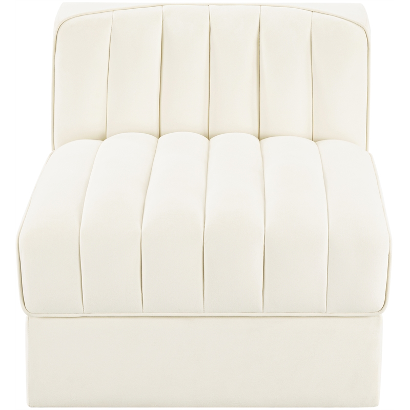Meridian Furniture Rummi Cream Velvet Performance Fabric Armless Chair