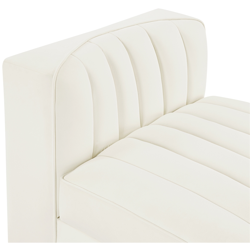Meridian Furniture Rummi Cream Velvet Performance Fabric Armless Chair