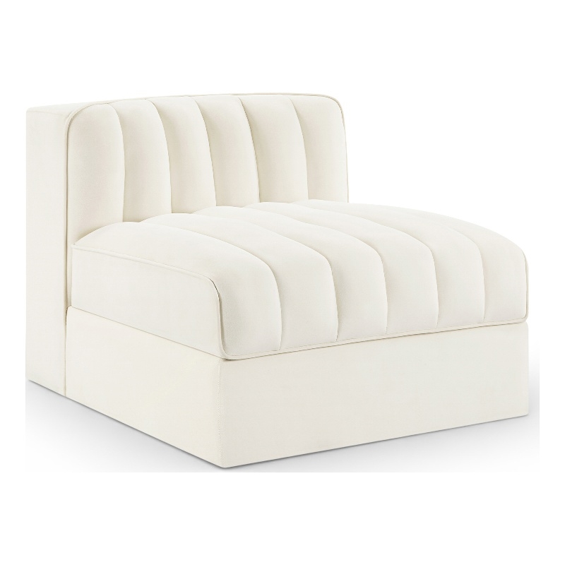 Meridian Furniture Rummi Cream Velvet Performance Fabric Armless Chair