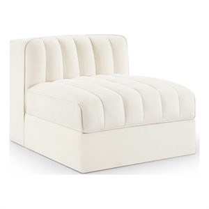Meridian Furniture Rummi Cream Velvet Performance Fabric Armless Chair
