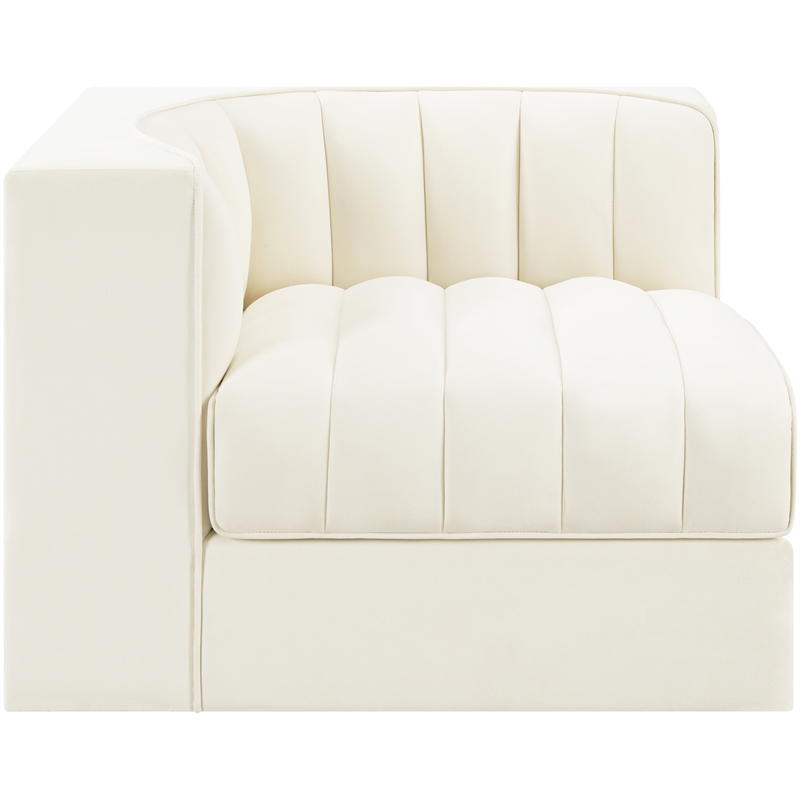 Meridian Furniture Rummi Cream Velvet Performance Fabric Corner Chair