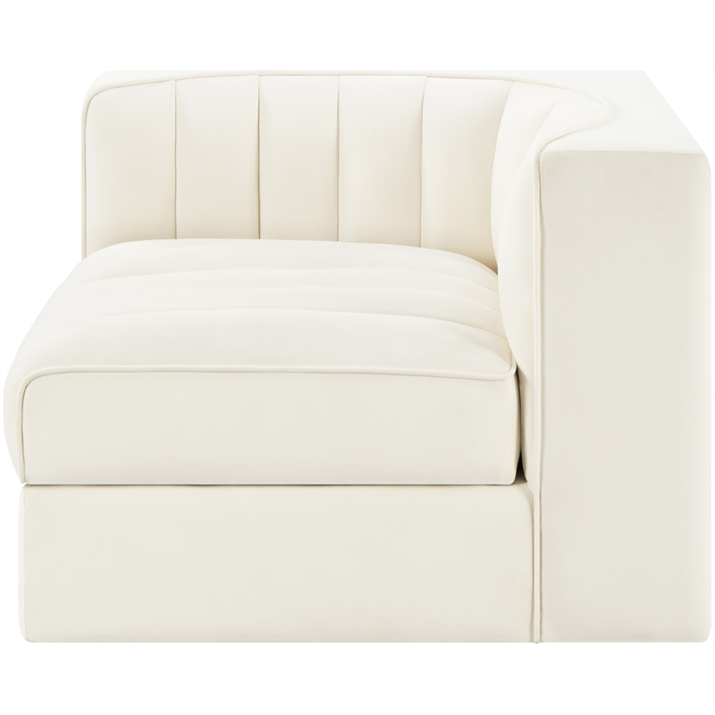 Meridian Furniture Rummi Cream Velvet Performance Fabric Corner Chair