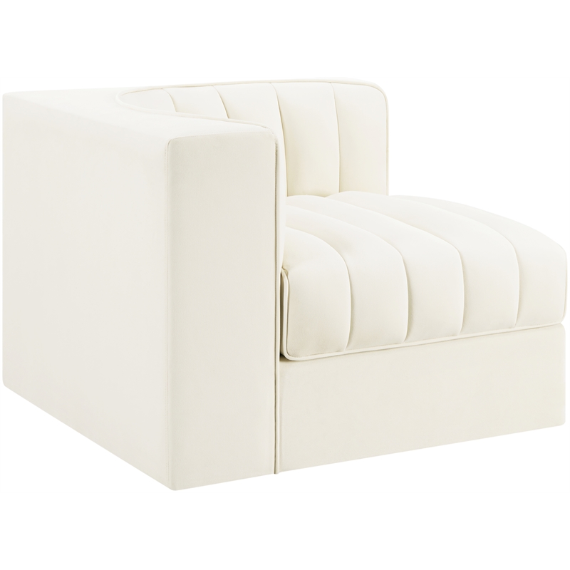 Meridian Furniture Rummi Cream Velvet Performance Fabric Corner Chair