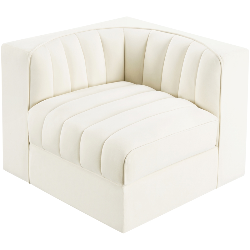 Meridian Furniture Rummi Cream Velvet Performance Fabric Corner Chair