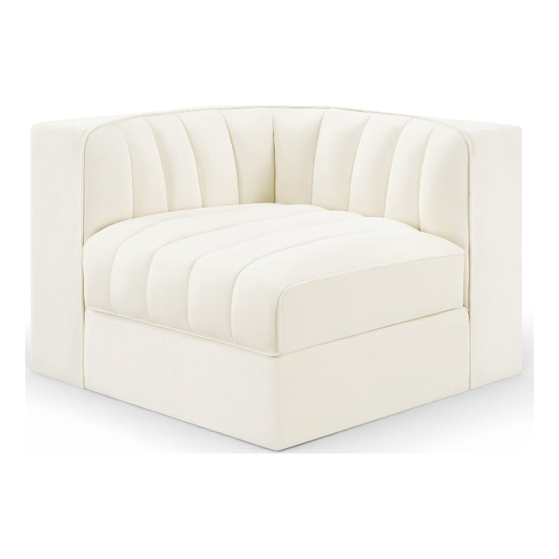 Meridian Furniture Rummi Cream Velvet Performance Fabric Corner Chair