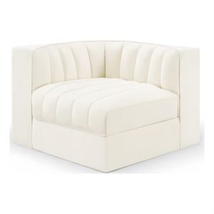 Meridian Furniture Rummi Cream Velvet Performance Fabric Corner Chair