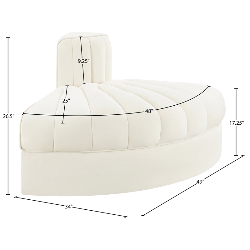 Meridian Furniture Rummi Cream Velvet Performance Fabric Reverse Corner
