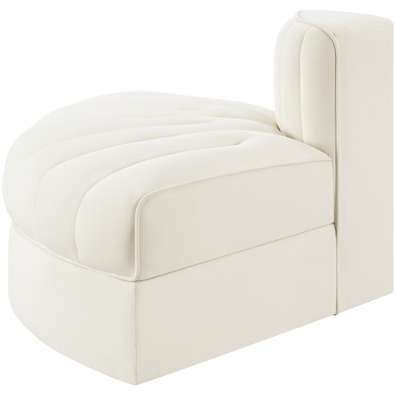 Meridian Furniture Rummi Cream Velvet Performance Fabric Reverse Corner