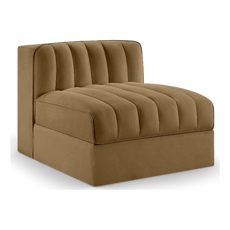 Meridian Furniture Rummi Saddle Velvet Performance Fabric Armless Chair
