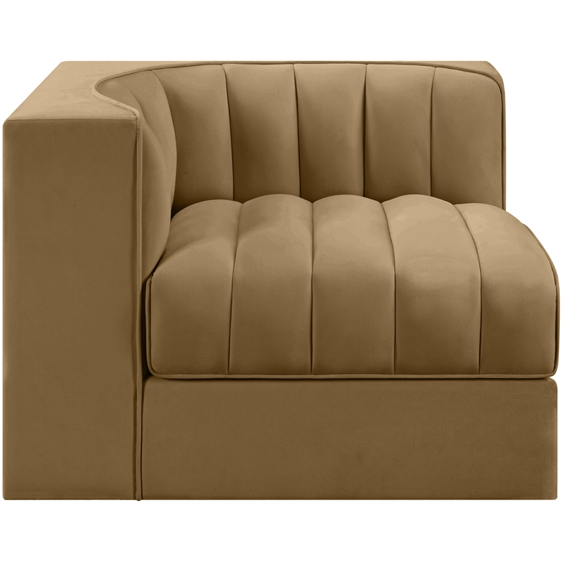 Meridian Furniture Rummi Saddle Velvet Performance Fabric Corner Chair