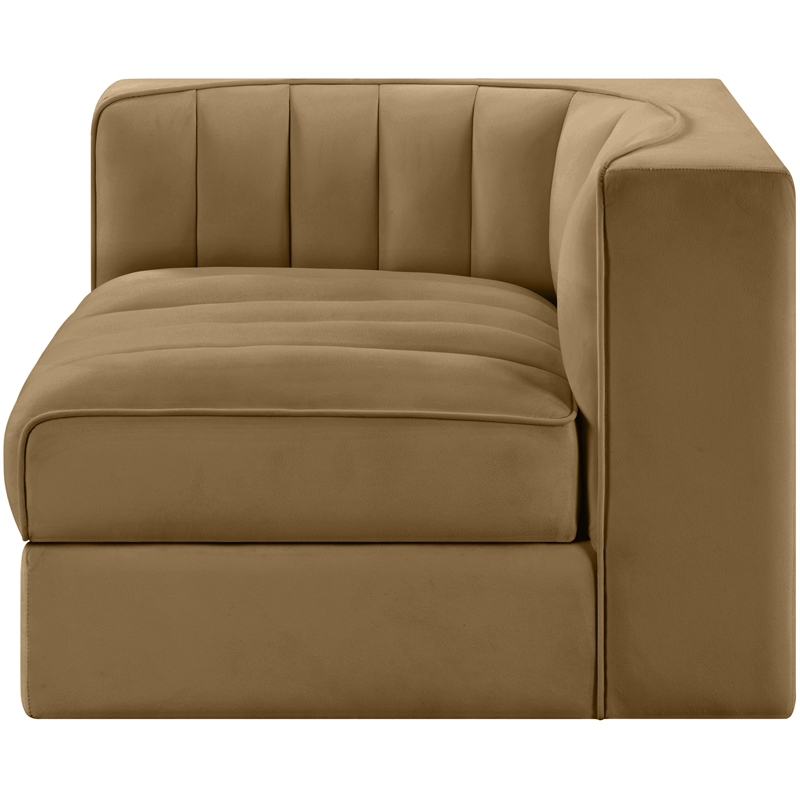 Meridian Furniture Rummi Saddle Velvet Performance Fabric Corner Chair