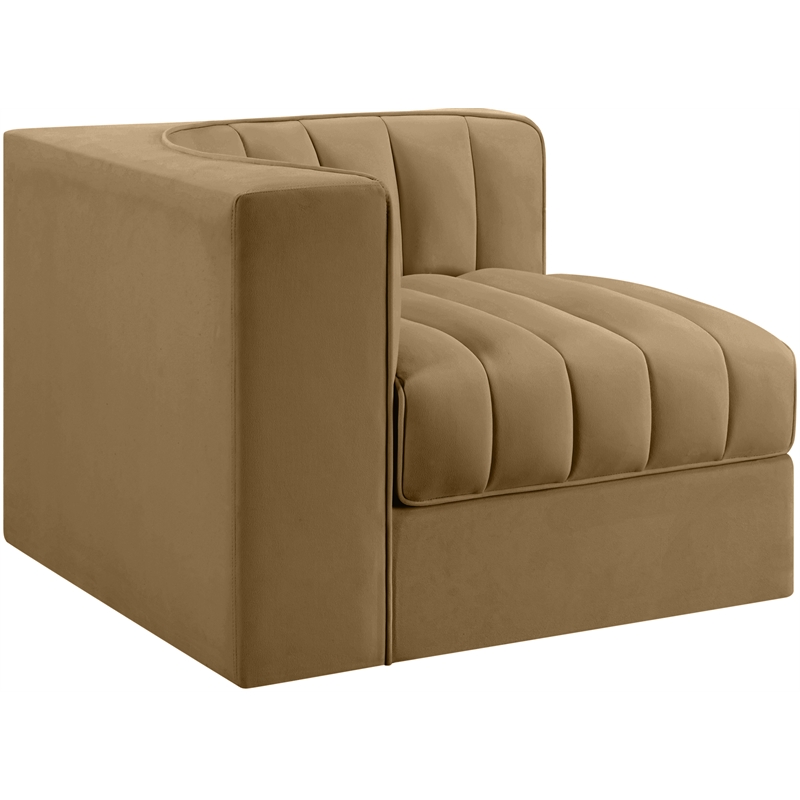 Meridian Furniture Rummi Saddle Velvet Performance Fabric Corner Chair