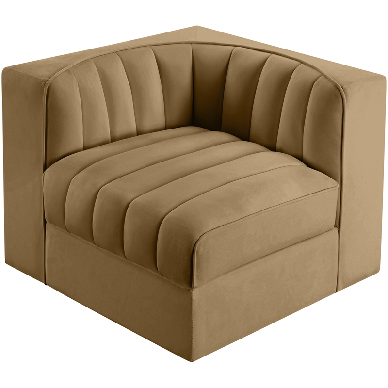Meridian Furniture Rummi Saddle Velvet Performance Fabric Corner Chair
