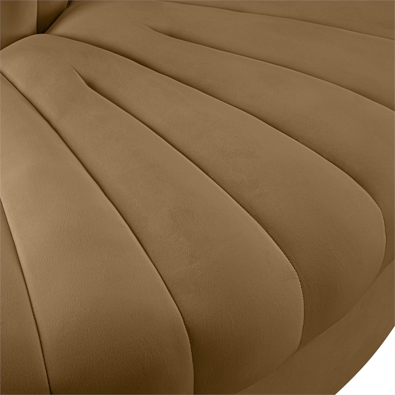 Meridian Furniture Rummi Saddle Velvet Performance Fabric Reverse Corner Chair
