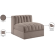 Meridian Furniture Rummi Taupe Velvet Performance Fabric Armless Chair