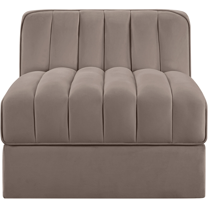 Meridian Furniture Rummi Taupe Velvet Performance Fabric Armless Chair