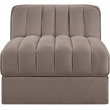 Meridian Furniture Rummi Taupe Velvet Performance Fabric Armless Chair