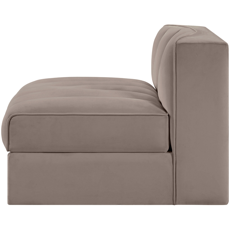 Meridian Furniture Rummi Taupe Velvet Performance Fabric Armless Chair