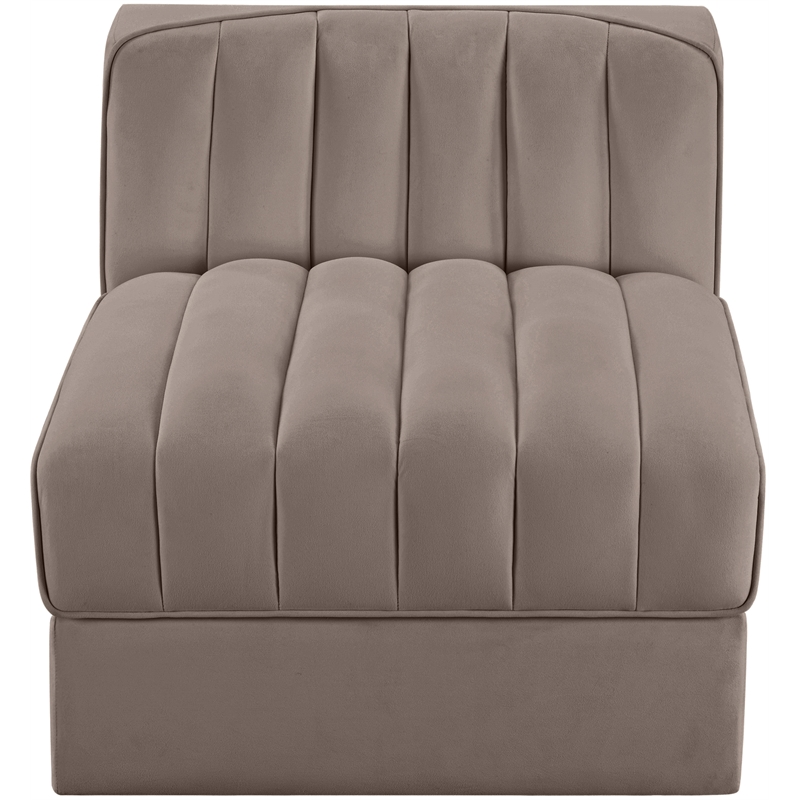 Meridian Furniture Rummi Taupe Velvet Performance Fabric Armless Chair
