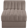 Meridian Furniture Rummi Taupe Velvet Performance Fabric Armless Chair