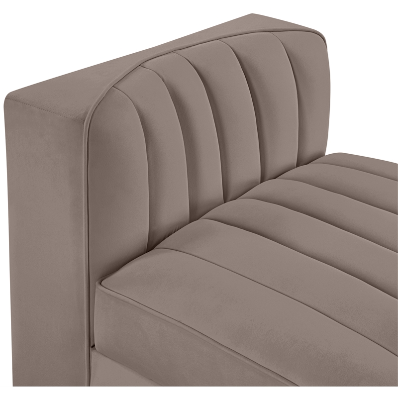 Meridian Furniture Rummi Taupe Velvet Performance Fabric Armless Chair