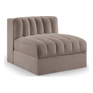 Meridian Furniture Rummi Taupe Velvet Performance Fabric Armless Chair