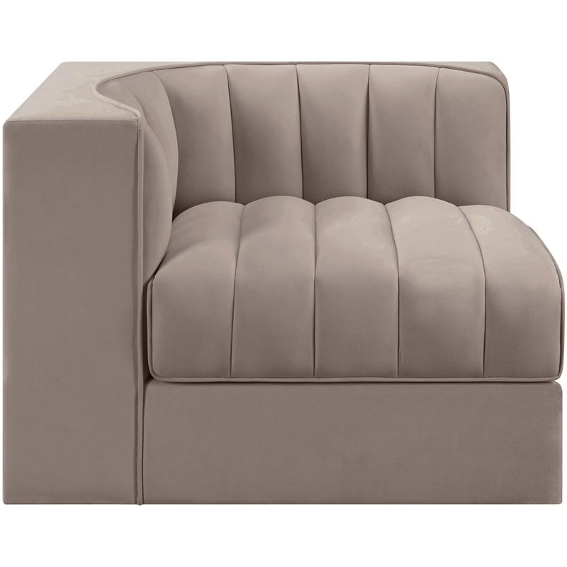 Meridian Furniture Rummi Taupe Velvet Performance Fabric Corner Chair