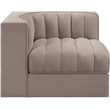 Meridian Furniture Rummi Taupe Velvet Performance Fabric Corner Chair