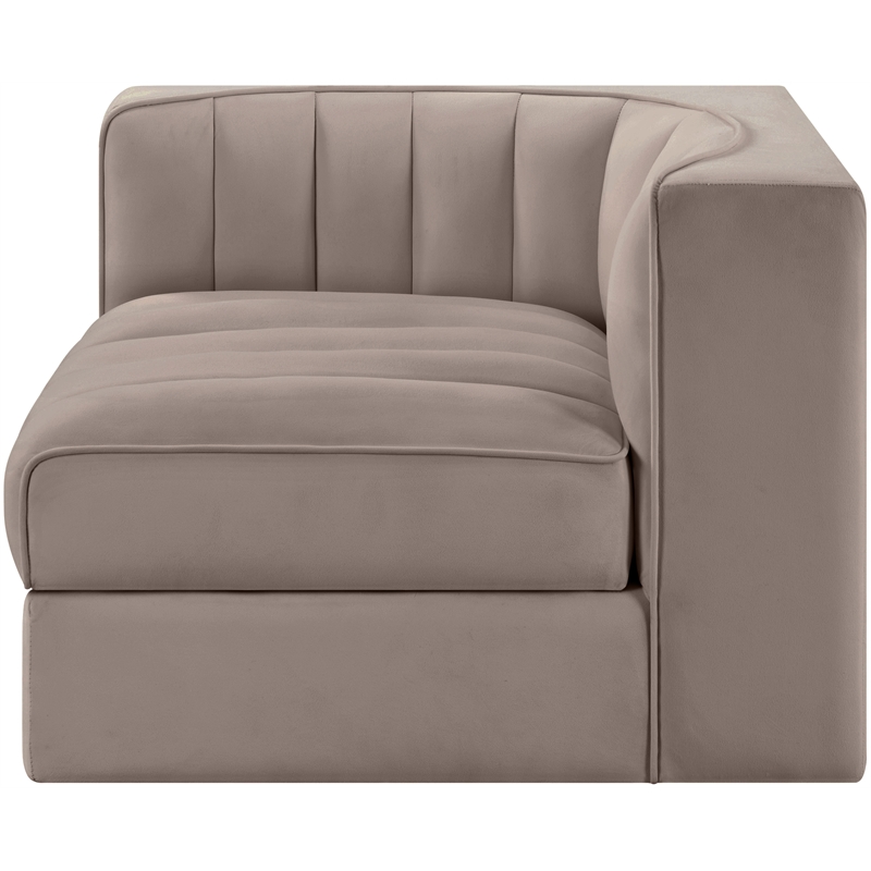 Meridian Furniture Rummi Taupe Velvet Performance Fabric Corner Chair