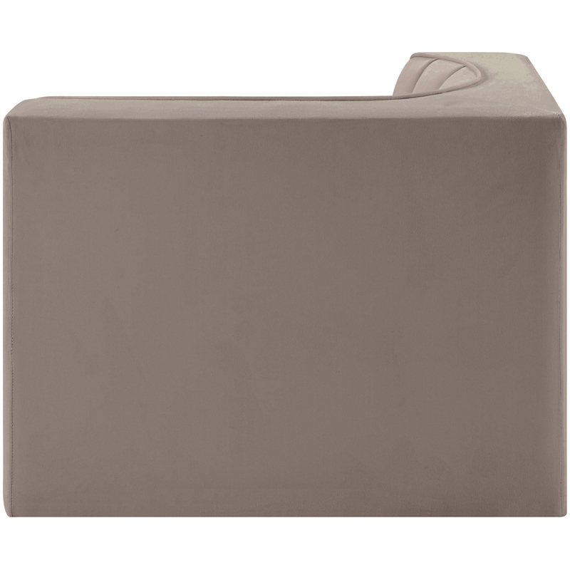 Meridian Furniture Rummi Taupe Velvet Performance Fabric Corner Chair