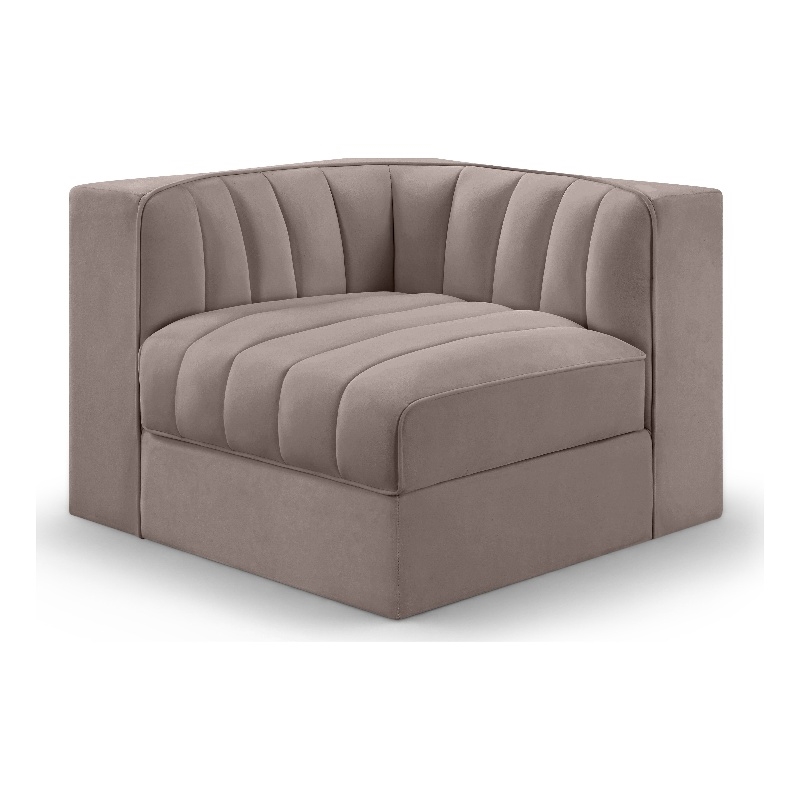 Meridian Furniture Rummi Taupe Velvet Performance Fabric Corner Chair