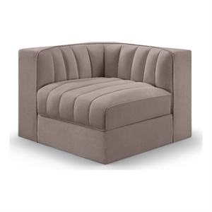 Meridian Furniture Rummi Taupe Velvet Performance Fabric Corner Chair