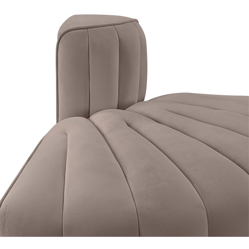 Meridian Furniture Rummi Taupe Velvet Performance Fabric Reverse Corner