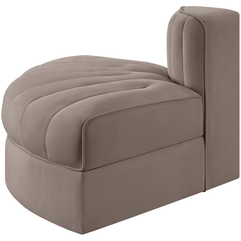 Meridian Furniture Rummi Taupe Velvet Performance Fabric Reverse Corner