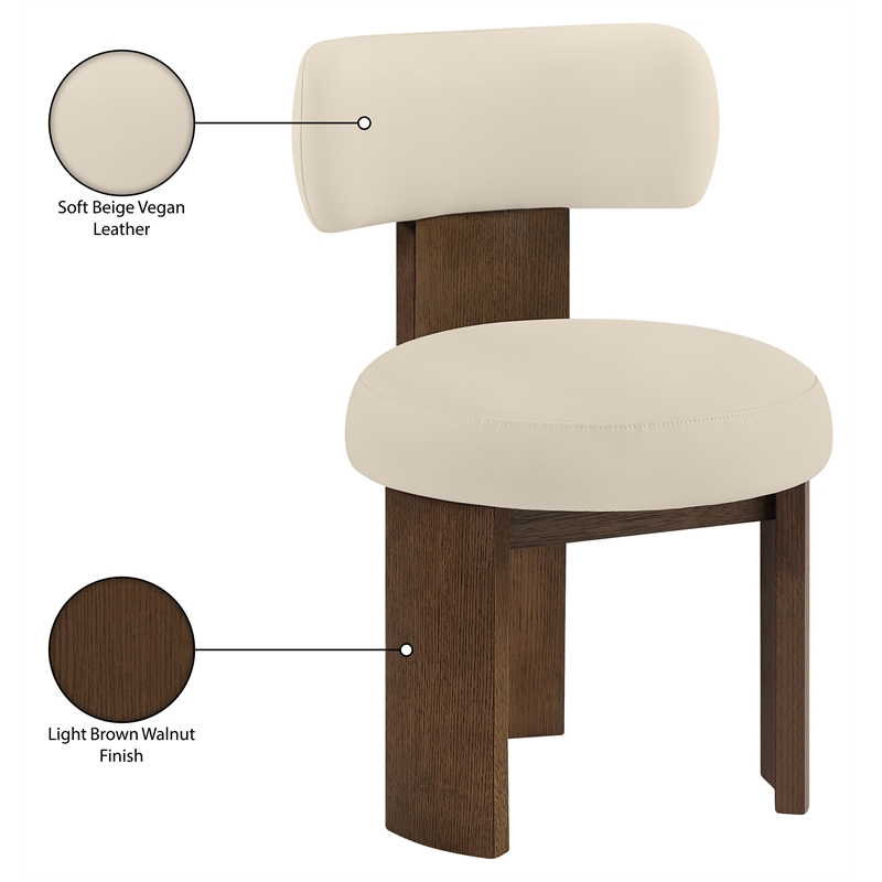 Meridian Furniture Atelier Beige Vegan Leather Dining Chair (Set of 2)