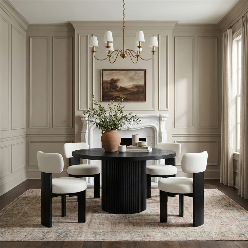 Meridian Furniture Atelier Cream Vegan Leather Dining Chair (Set of 2)