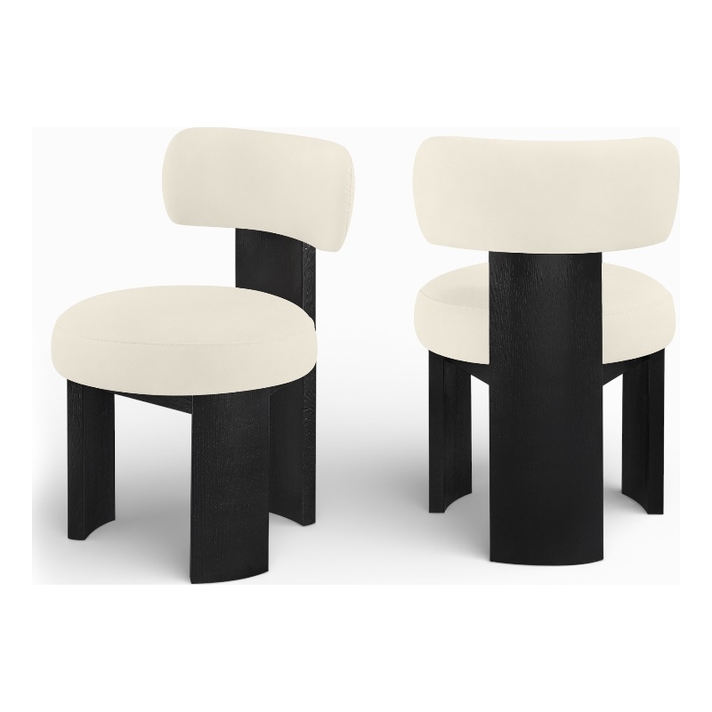 Meridian Furniture Atelier Cream Vegan Leather Dining Chair (Set of 2)