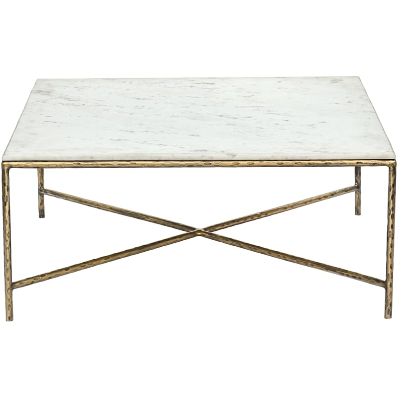 Meridian Furniture Valen White Marble And Iron Coffee Table