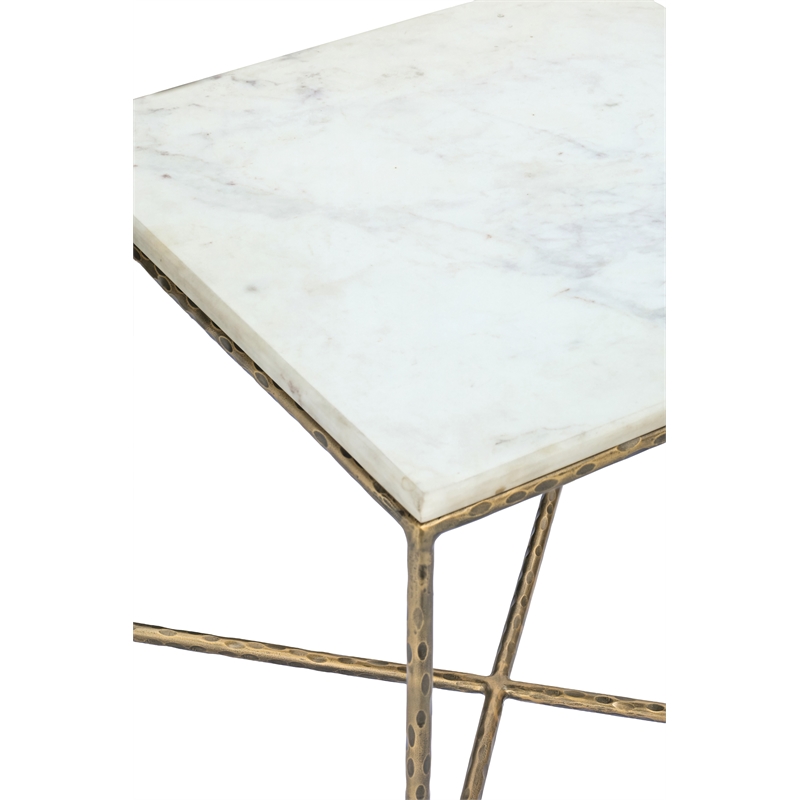 Meridian Furniture Valen White Marble And Iron End Table