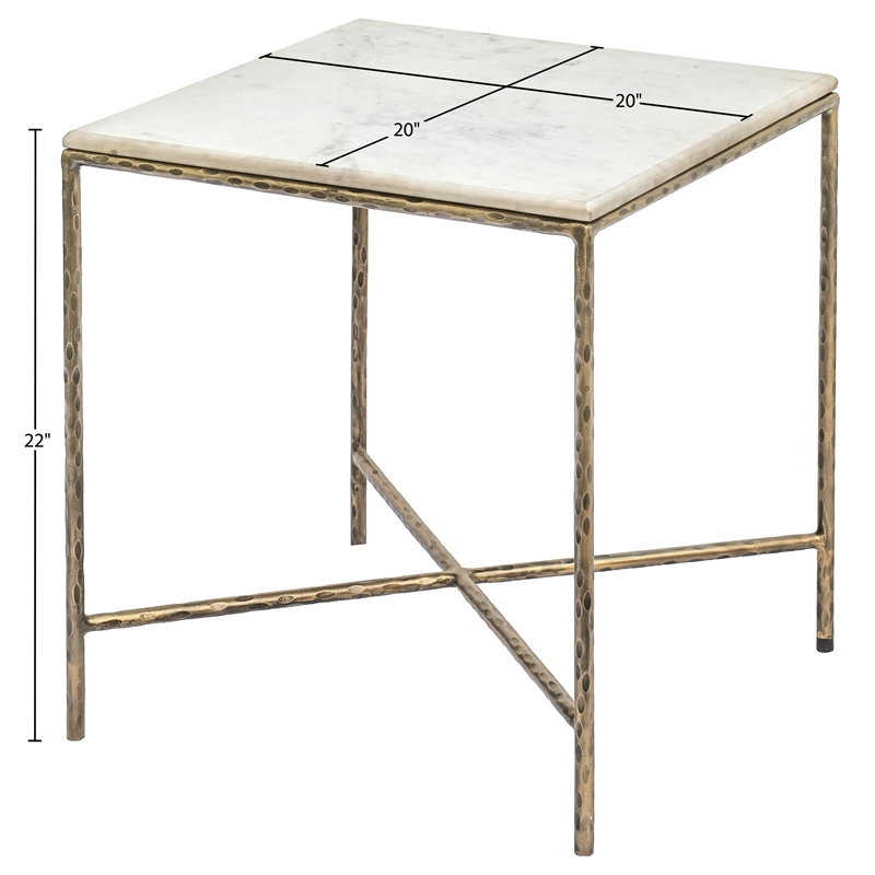Meridian Furniture Valen White Marble And Iron End Table