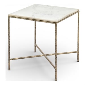 Meridian Furniture Valen White Marble And Iron End Table
