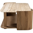 Meridian Furniture Calabria Beige Marble And Brown Oak Wood Coffee Table