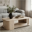 Meridian Furniture Calabria Beige Marble And Cream Oak Wood Coffee Table
