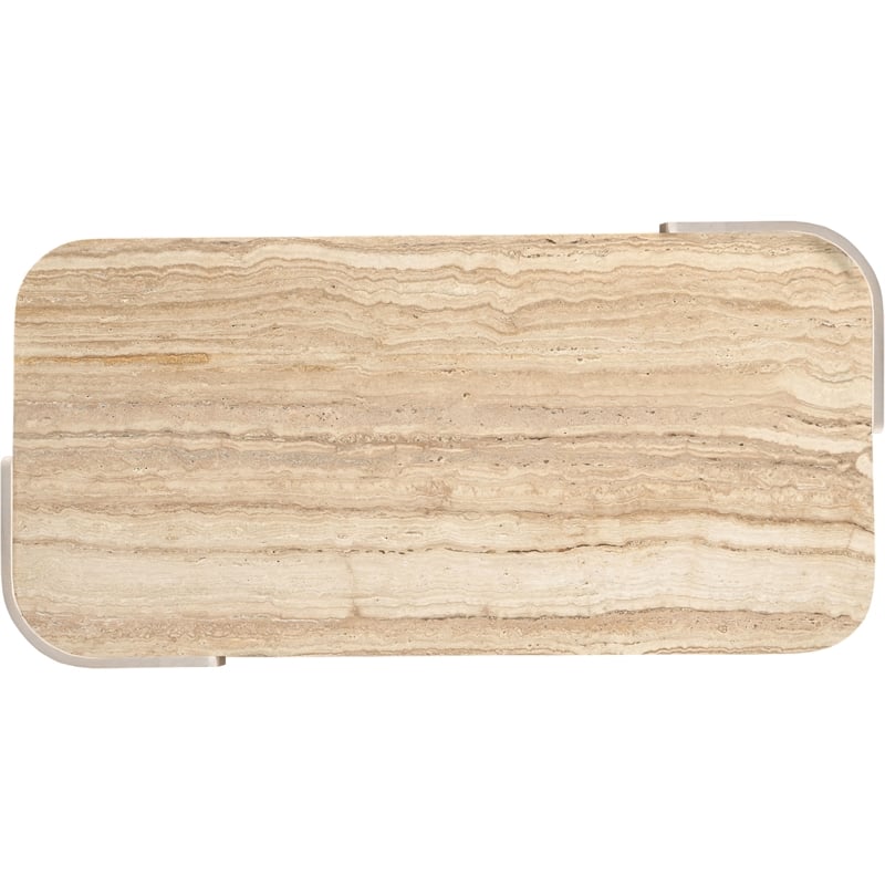 Meridian Furniture Calabria Beige Marble And Cream Oak Wood Coffee Table