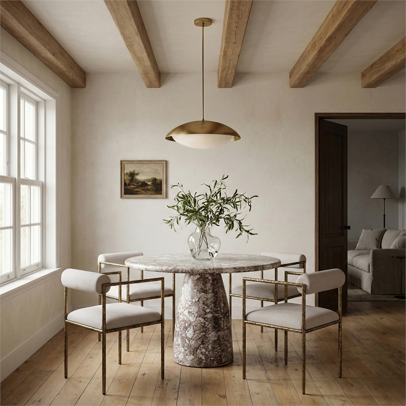 Meridian Furniture Axis Beige Linen Textured Fabric Dining Chair (Set of 2)